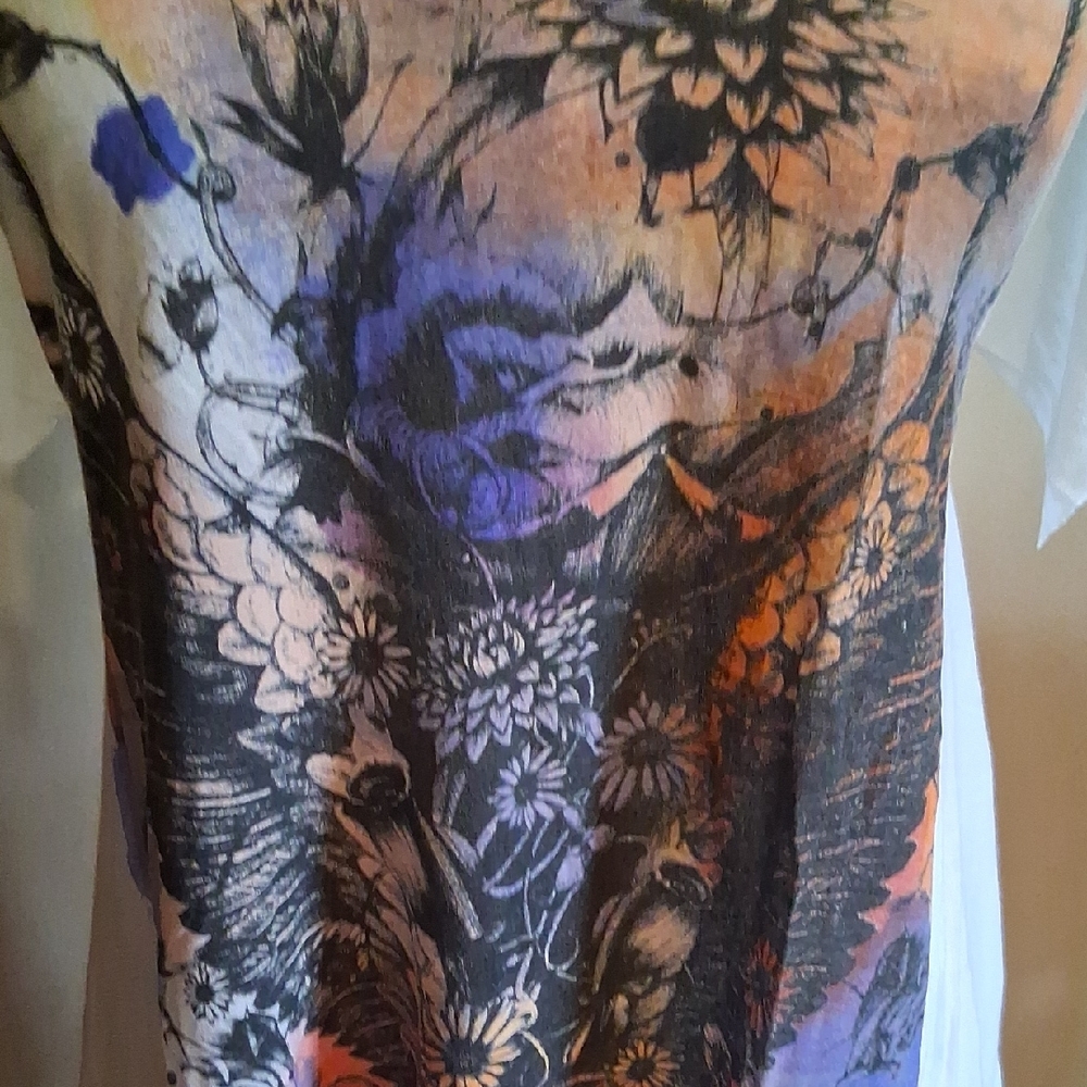 ZARA EVENING COLLECTION Floral Fantasy Graphic White Top Medium - Picture 2 of 10